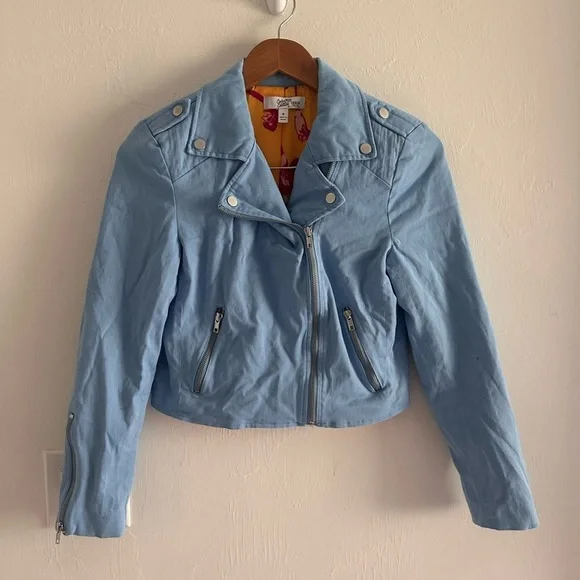Color Me Courtney Dennis BikerJacket in Blue Sz 8 - Picture 2 of 7